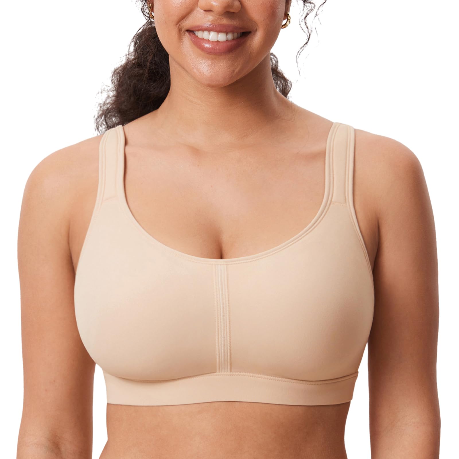 AISILIN Womens Wireless Plus Size Bra Comfort Full Coverage Lightly Lined No Underwire Smooth Scoop Neck