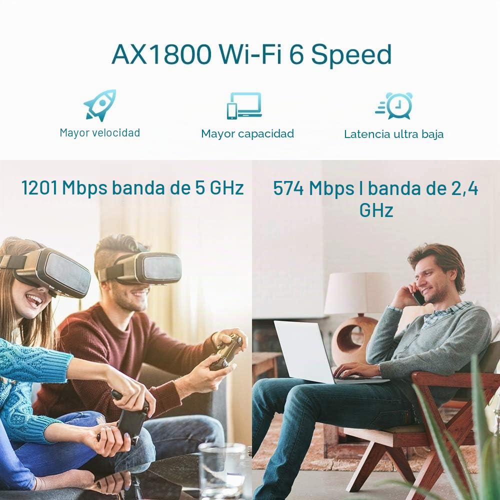 TP-Link RE605X AX1800 Wi-Fi 6 Range Extender, Blanco y Negro