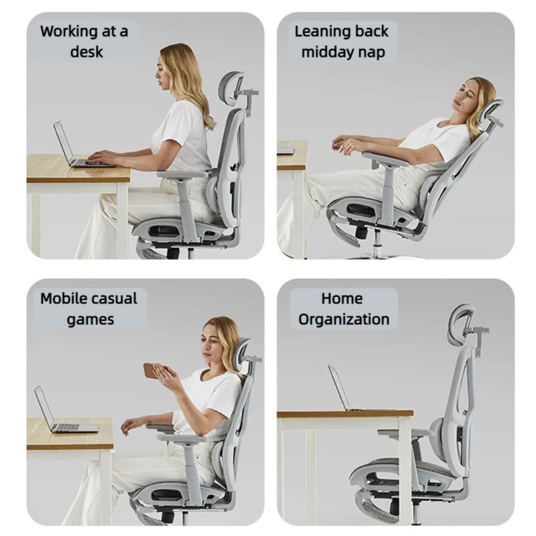 Sedia Ergonomica Supporto Lombare Sedia Reclinabile Adatta A Casa Sedie Con Schienale Comode Per Lunghi Periodi Seduta Da Computer Sedie Da Gaming (Grigi Senza Poggiapiedi)