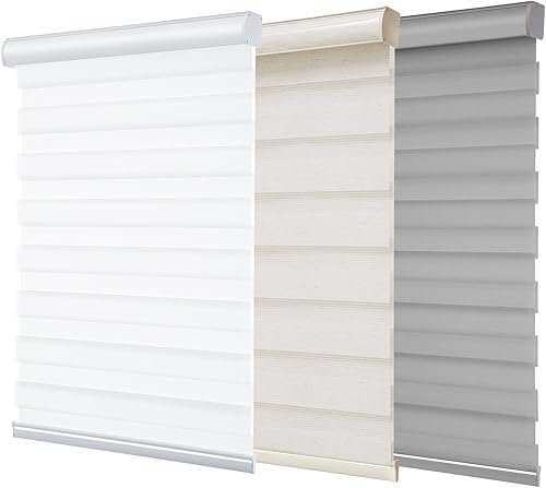 Pumkust Persianas de cebra inalámbricas para ventanas (22 pulgadas de ancho x 72 pulgadas de alto, blanco) persianas enrollables de doble capa de Pumkust Persianas de cebra inalámbricas para ventanas (22 pulgadas de ancho x 72 pulgadas de alto, blanco) persianas enrollables de doble capa de