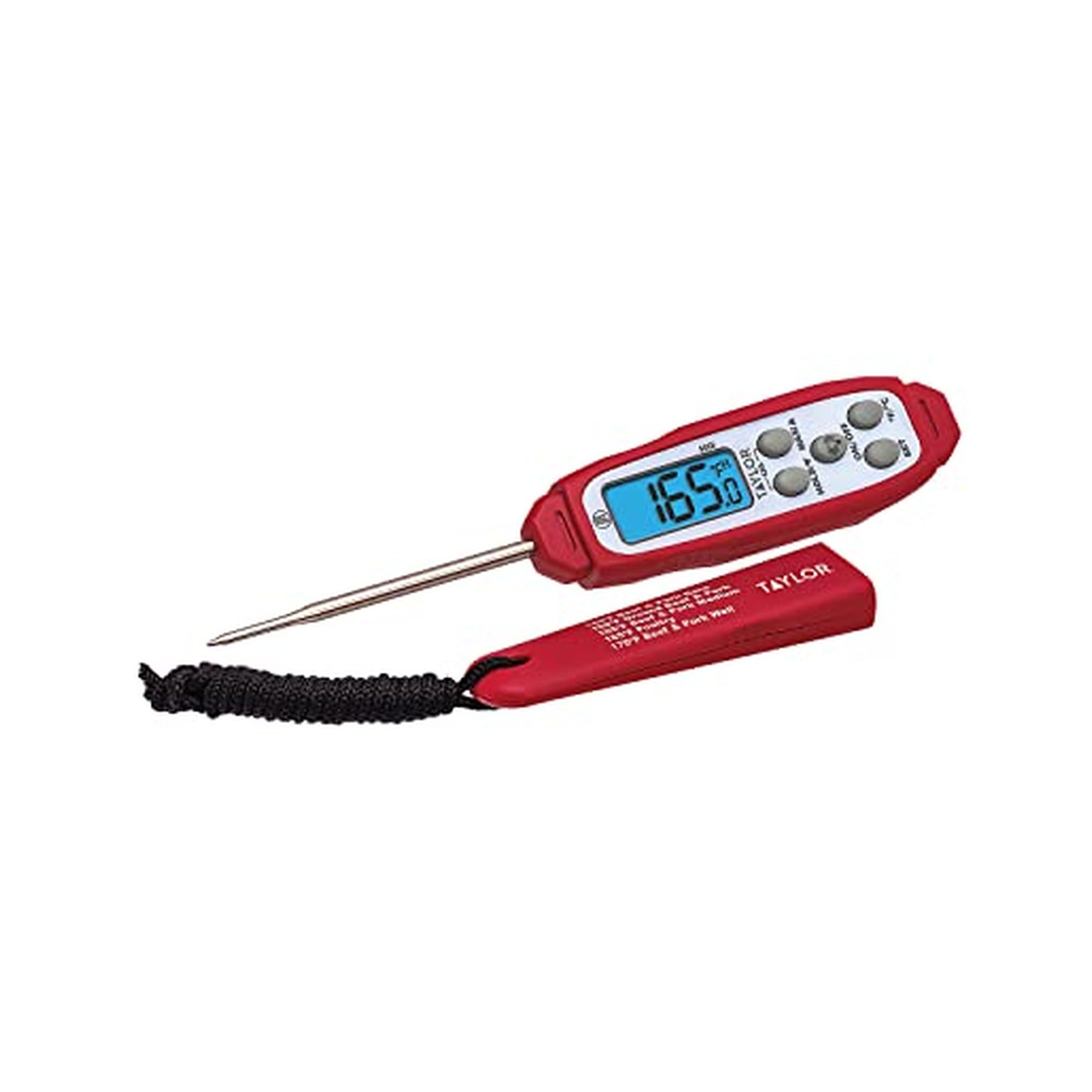 Taylor Precision Products 806GW Digital Thermometer, Stainless Steel Plastic, Red