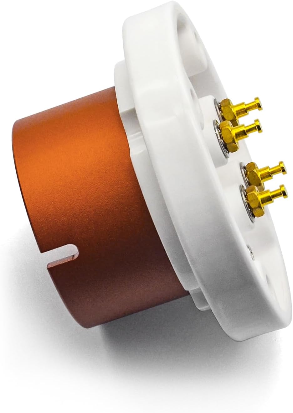Vacuum Tube Socket for 845, 211, 805,4-Pin Glazed Ceramic Base, Gold-Plated Beryllium Copper Contacts, Waterproof Design, Premium Aluminum Alloy Shell for Stable Signal Transfer