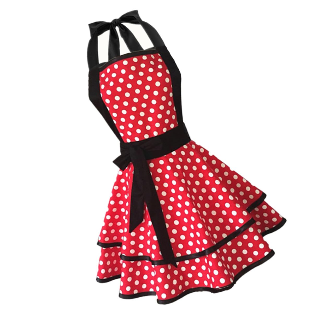 MAGICLULU Grembiule da Cucina Motivo a Pois in Cotone, Doppio Strato, Lavoro in Hotel e Cucina, Grembiule da Lavoro per Donna Ampia Vestibilità