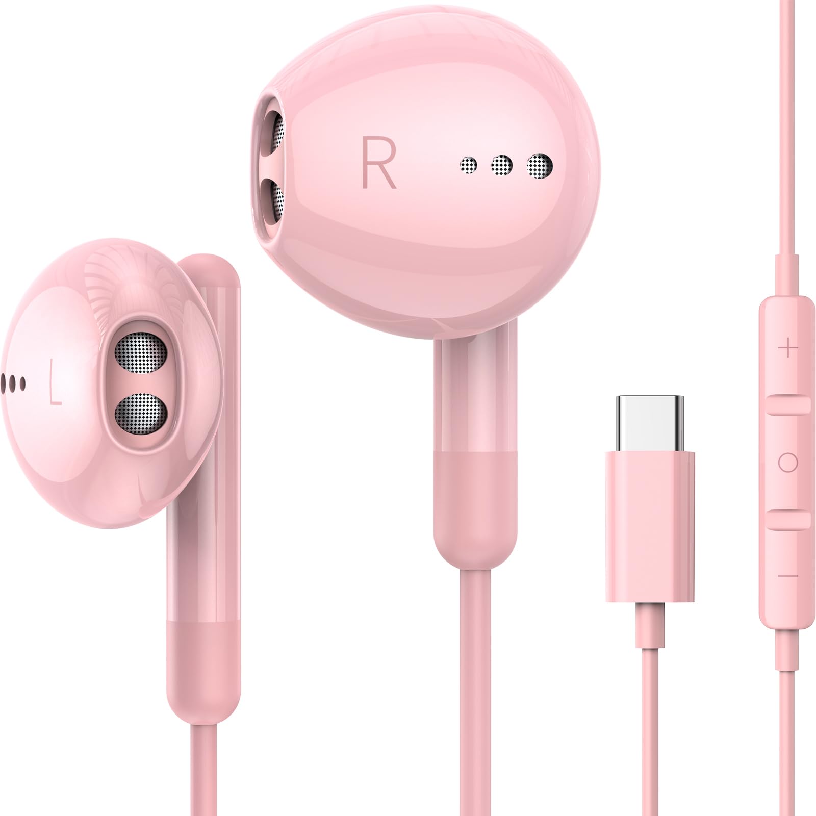 Photo 1 of BENEWY USB C Headphones with Mic, Pink