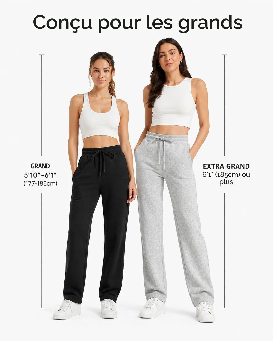 Zylioo Pantalon de Jogging Femme Coton Extra Long Pantalon de Running Sport | Pantalons de survêtement Elastic Respirant Training Sweatpants with Pockets Straight Wide Leg Yoga Casual Bottoms Trousers