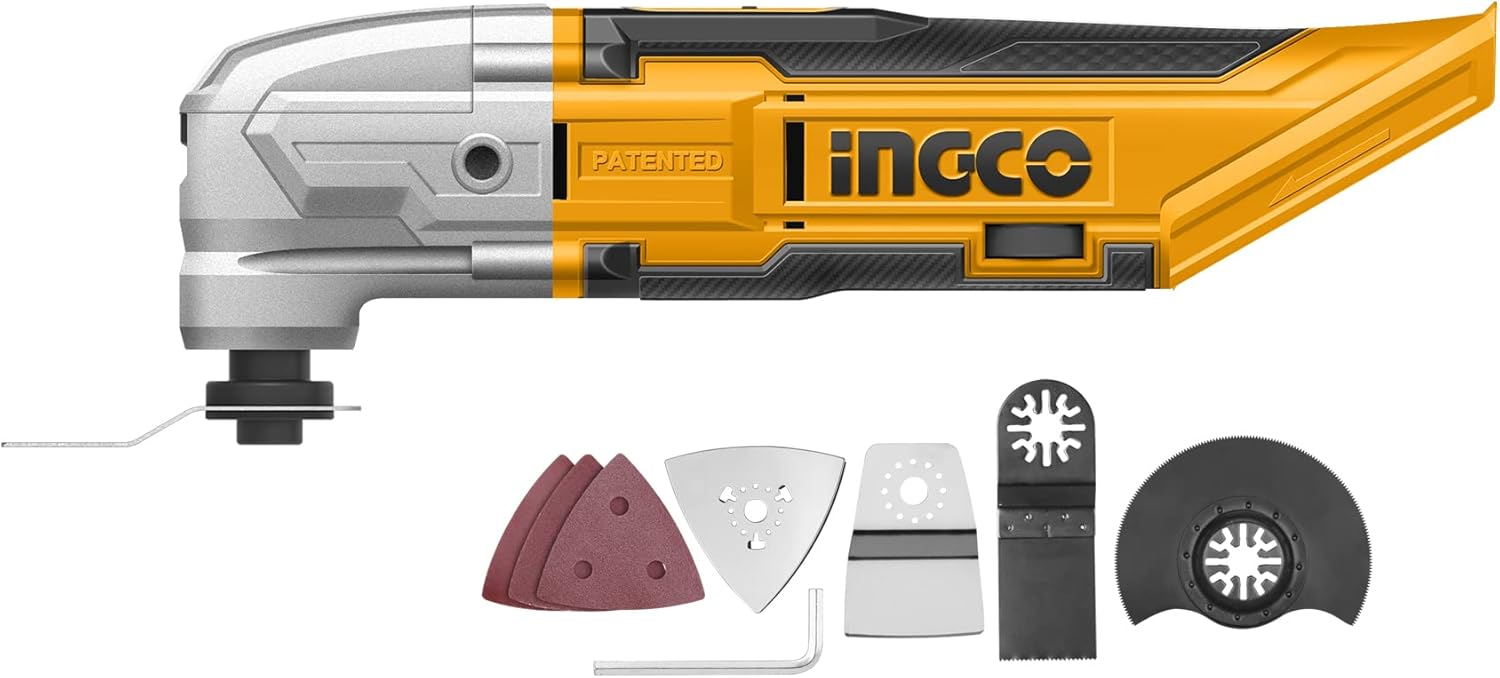 INGCO 20V Cordless DIY Oscillating MultiTool with 8 PCS Accessory Kit