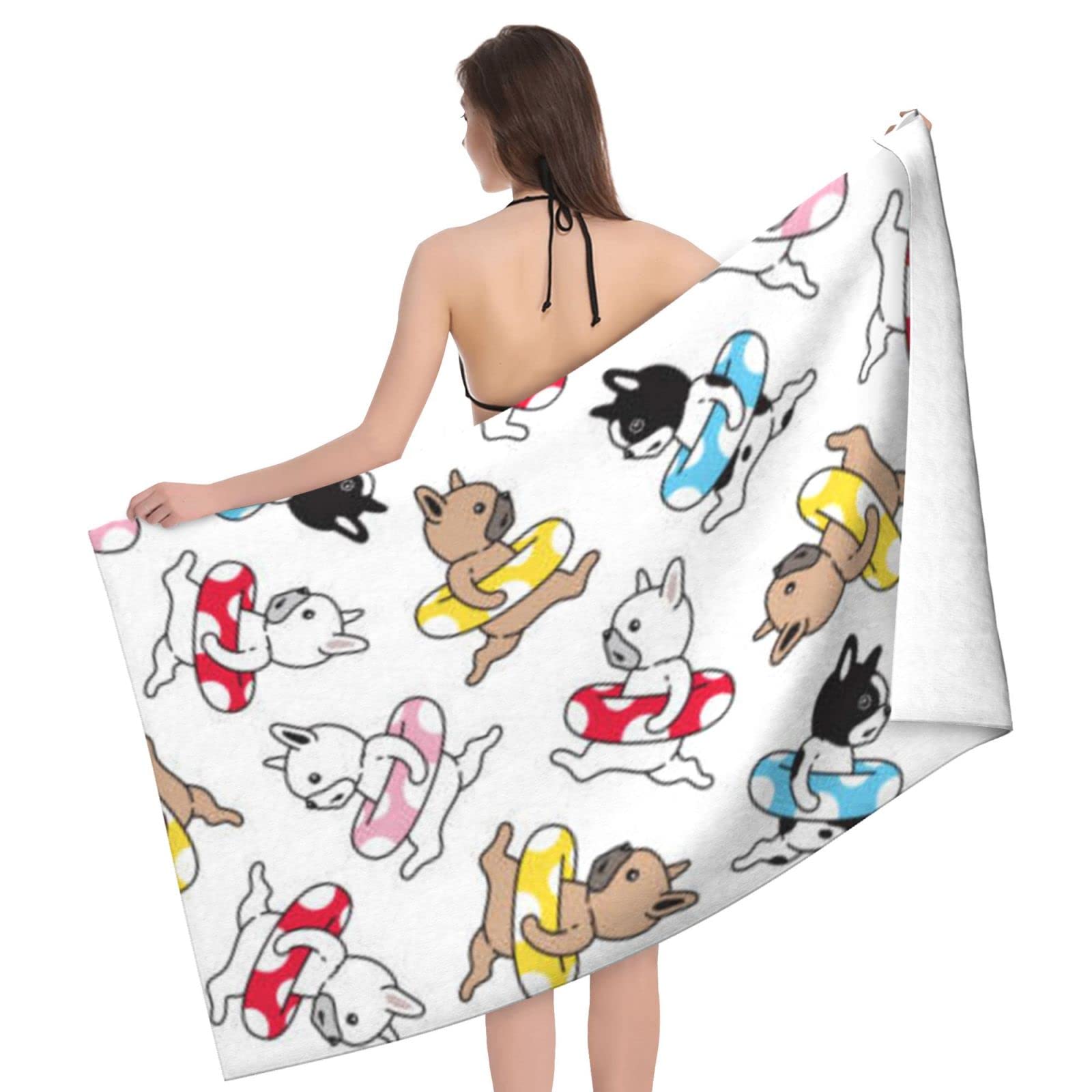 Telo Mare In Microfibra Con Bulldog Francese – 80x130 Cm – Asciugamano Da Viaggio Assorbente - 5