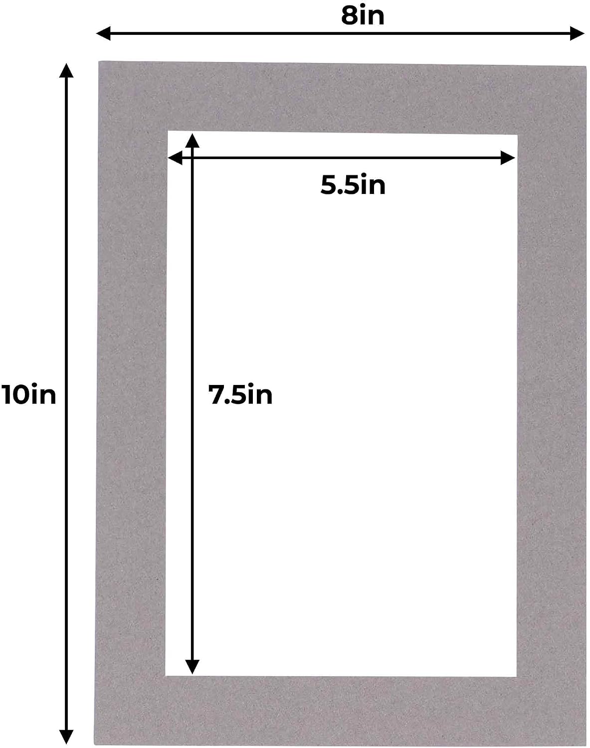 6x8 Mat for 8x10 Frame - Precut Mat Board Acid-Free Charcoal 6x8 Photo Matte Made to Fit a 8x10 Picture Frame, Premium Matboard for Family Photos, Show Kits, Art, Picture Framing, Pack of 10 Mats