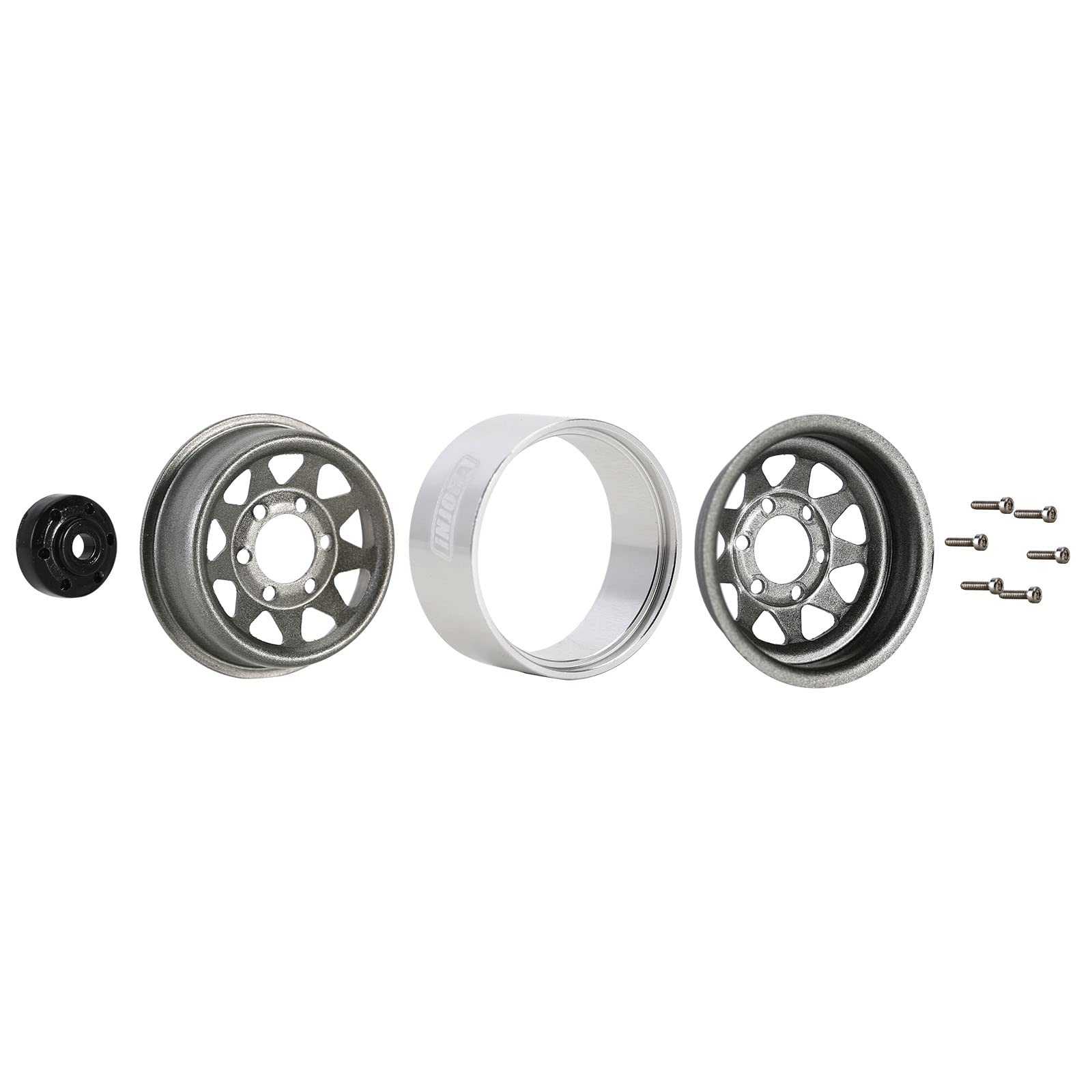 INJORA 1.0 Beadlock Wheel Mud Tires Set Deep Dish 1.0