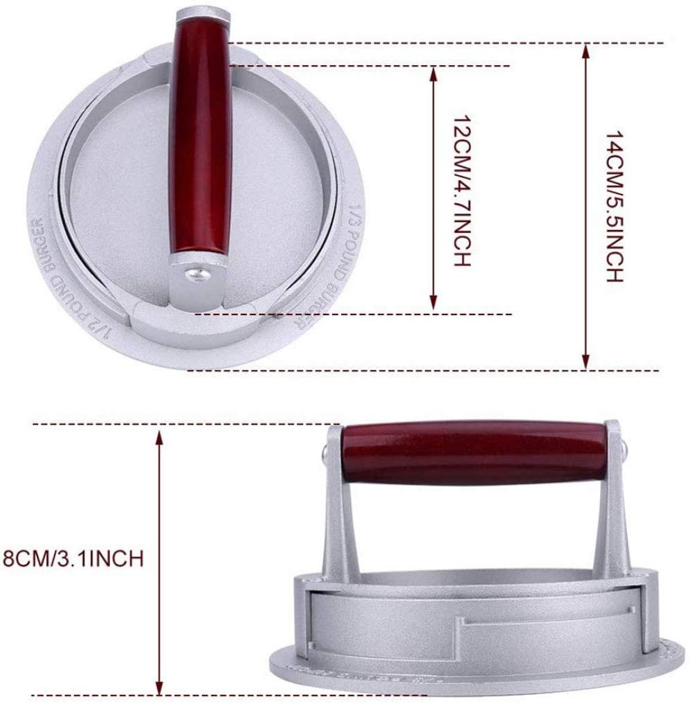 zaizai Burger Patty Maker, 5,5 Zoll Burger Press 3 Dicke Einstellbare Antihaft-Hamburger Patty Maker Form, Ideal Zum Pressen Von Pastetchen Und Als Mini-Bratpfanne, Blackwoodhandle