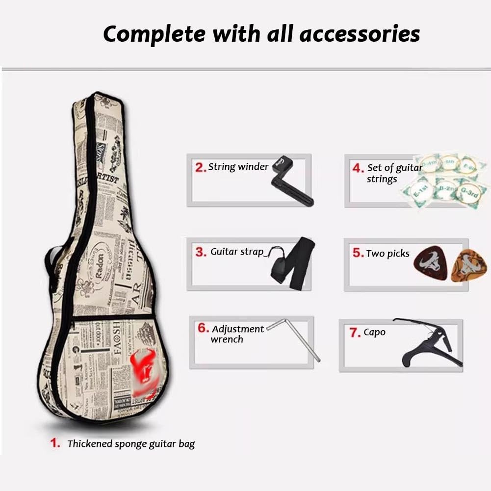 Chitarra Acustica Elettrificata Da 41 Pollici, Chitarra Acustica Full-size Con Spalla Mancante, Tavola Armonica In Abete Massello, Fondo E Fasce In Mogano, Ottime Prestazioni(Natural wood colo)