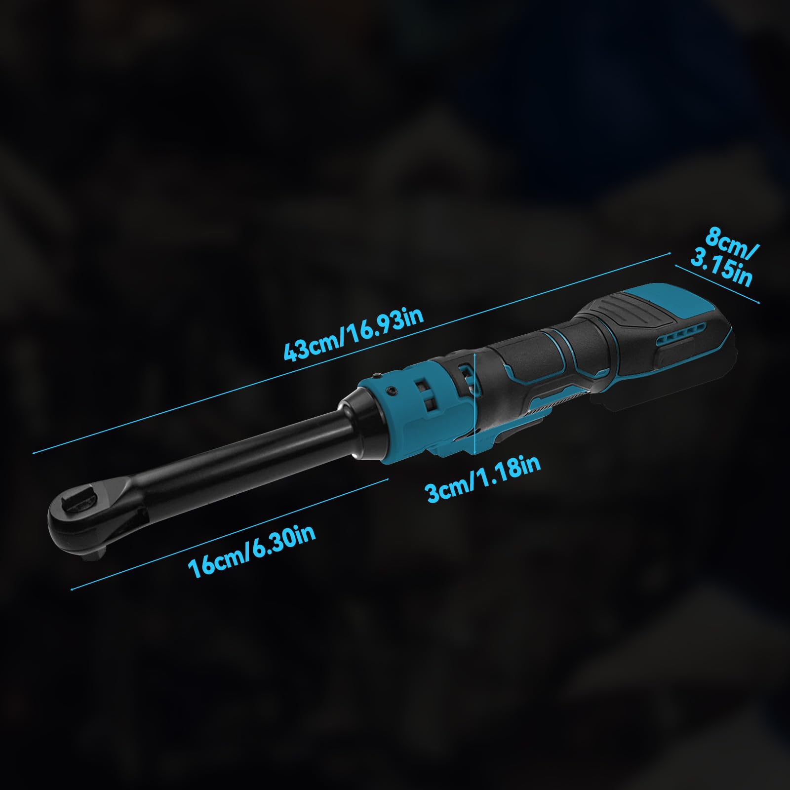 Clé à cliquet sans fil 3/8inch compatible avec la batterie Makita 18V, clé à cliquet électrique 80N.m 320RPM avec 8 douilles et adaptateur 1/4
