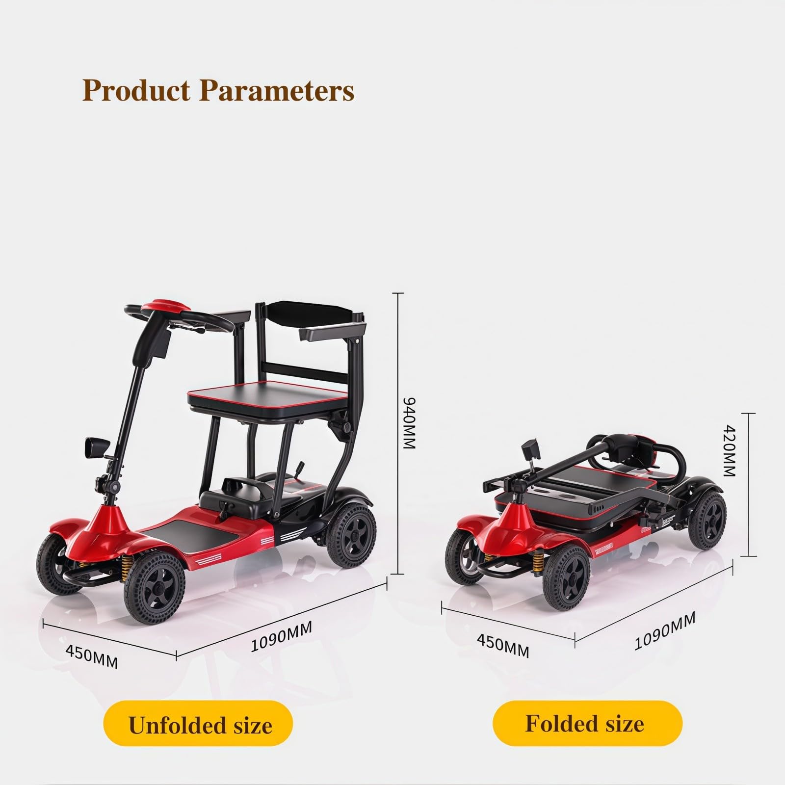 Véhicule Électrique Pliable Ultra Léger À Quatre Roues, Conçu Spécifiquement pour Les Personnes Âgées, Véhicule Électrique À Assistance Électrique, Scooter De Voyage Et De Mobilité.