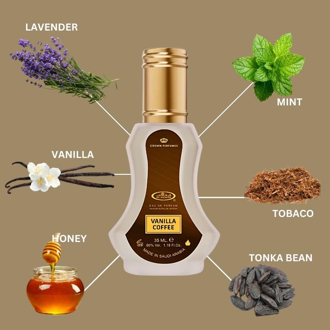 Amazon.com : Al-Rehab Vanilla Coffee Eau De Parfum 35ml (1.18 oz) Long  Lasting Arabian Perfume For Men & Women – A Captivating Blend of Lavender,  Vanilla & Honey for Day or Night