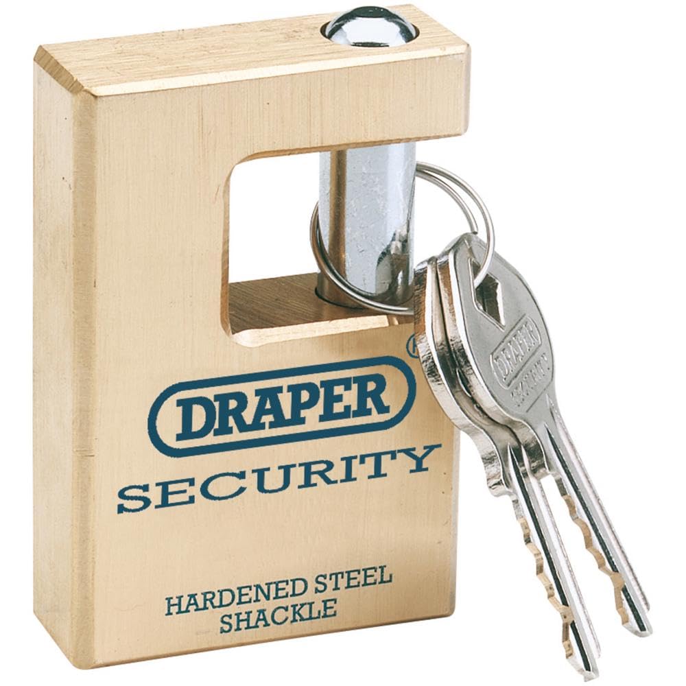 Draper Expert Close Shackle Solid Brass Padlock With Hardened Steel Shackle, 2 Keys, 63Mm