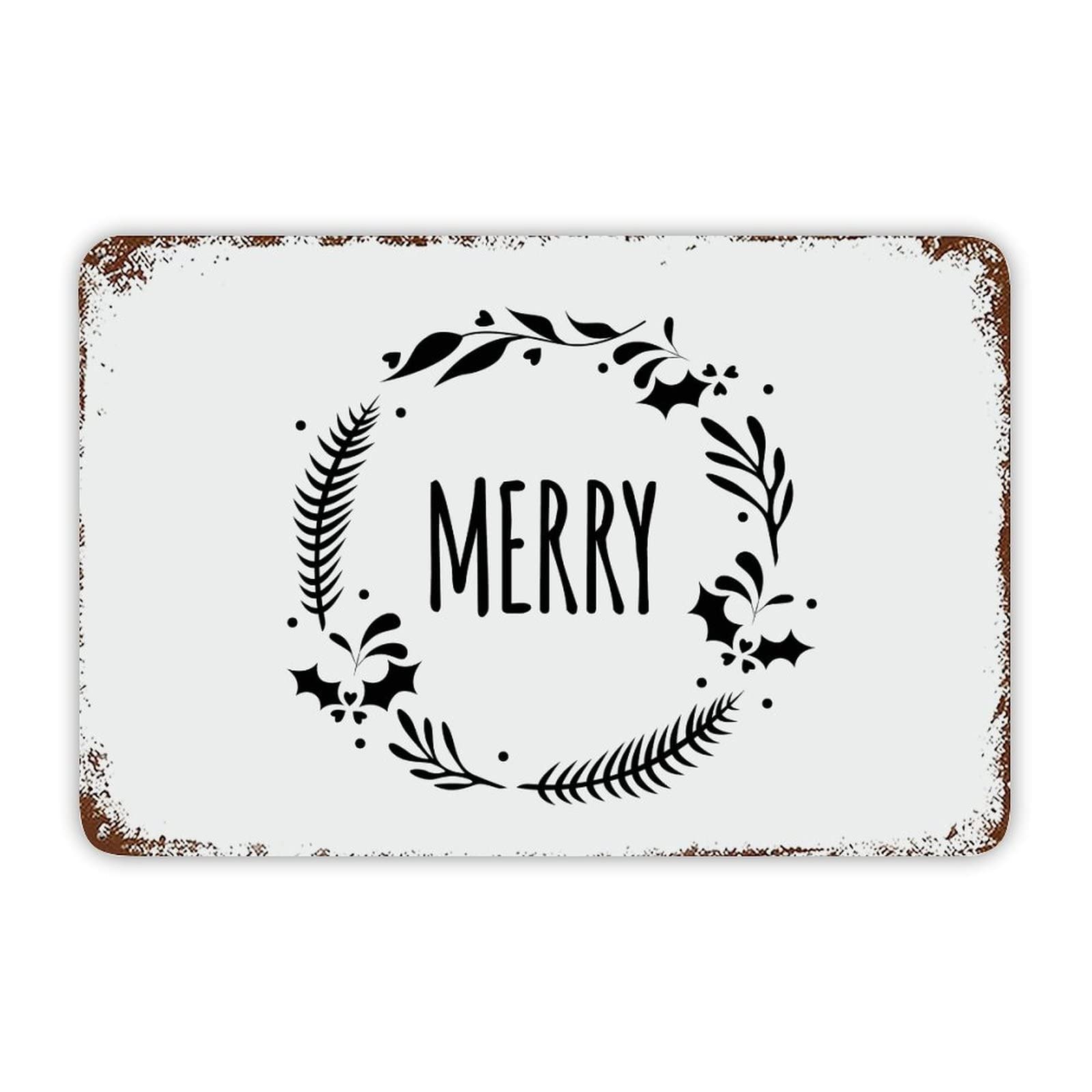 ENEDNATE Christmas Metal Sign,Inspirational Quote Metal Sign Merry Retro Decorative Aluminum Tin Signs 8x12 Inch Man Cave Street Metal Sign for Office School Classroom Nursery Decoration