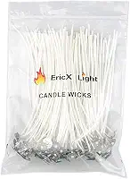 EricX Light 100 peças de pavio de vela de algodão pré-encerado para fazer velas, faça você mesmo