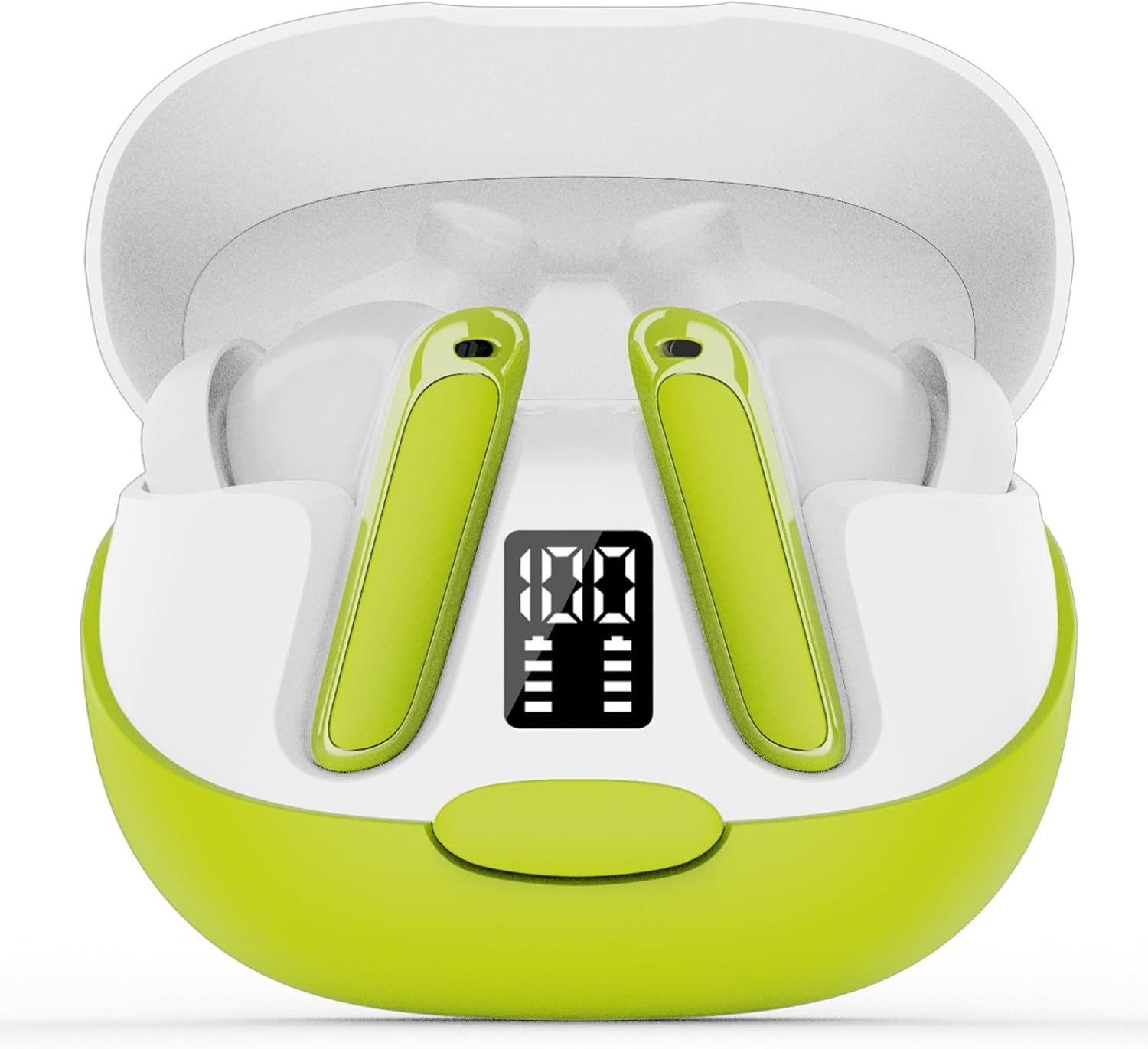 Cuffie Bluetooth, Auricolari Bluetooth, Cuffie Wireless, Cuffie Senza Fili con Display LED, Verde bianco