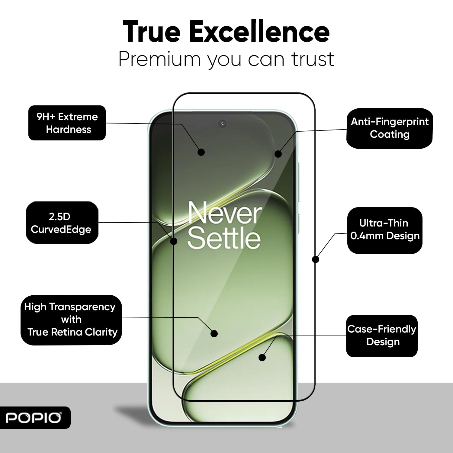 POPIO Military-Grade Gorilla Tempered Glass for OnePlus Nord 6 / OnePlus Nord CE6 | 9H Hardness, Edge-to-Edge, Bubble-Free — Amazon image 2