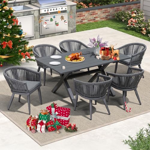 PURPLE LEAF 7 Pieces Outdoor Dining Set with Patio