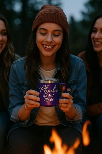 Miniatura 2 de Taza personalizada con recubrimiento en polvo de 15 oz con tapa personalizada grabada (blanco)