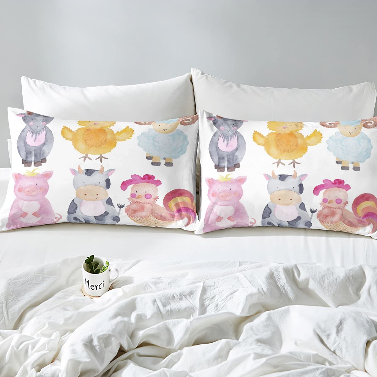 XIKMLSID Set Biancheria Da Letto Arcobaleno Animali – 3 Pezzi In Microfibra Ultraleggera, 100% Cotone, Con Cerniera E Nastri Antiscivolo