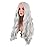 MapofBeauty 28 Inch/70 cm Long Wavy Middle Part with No Bangs Synthetic Fiber Curly Fashion Women Party Cosplay Wig (Silver)