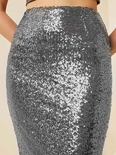 Anna-Kaci Women's High Waist Sparkly Sequins Midi Skirt Pencil Cocktail Party Skirt4