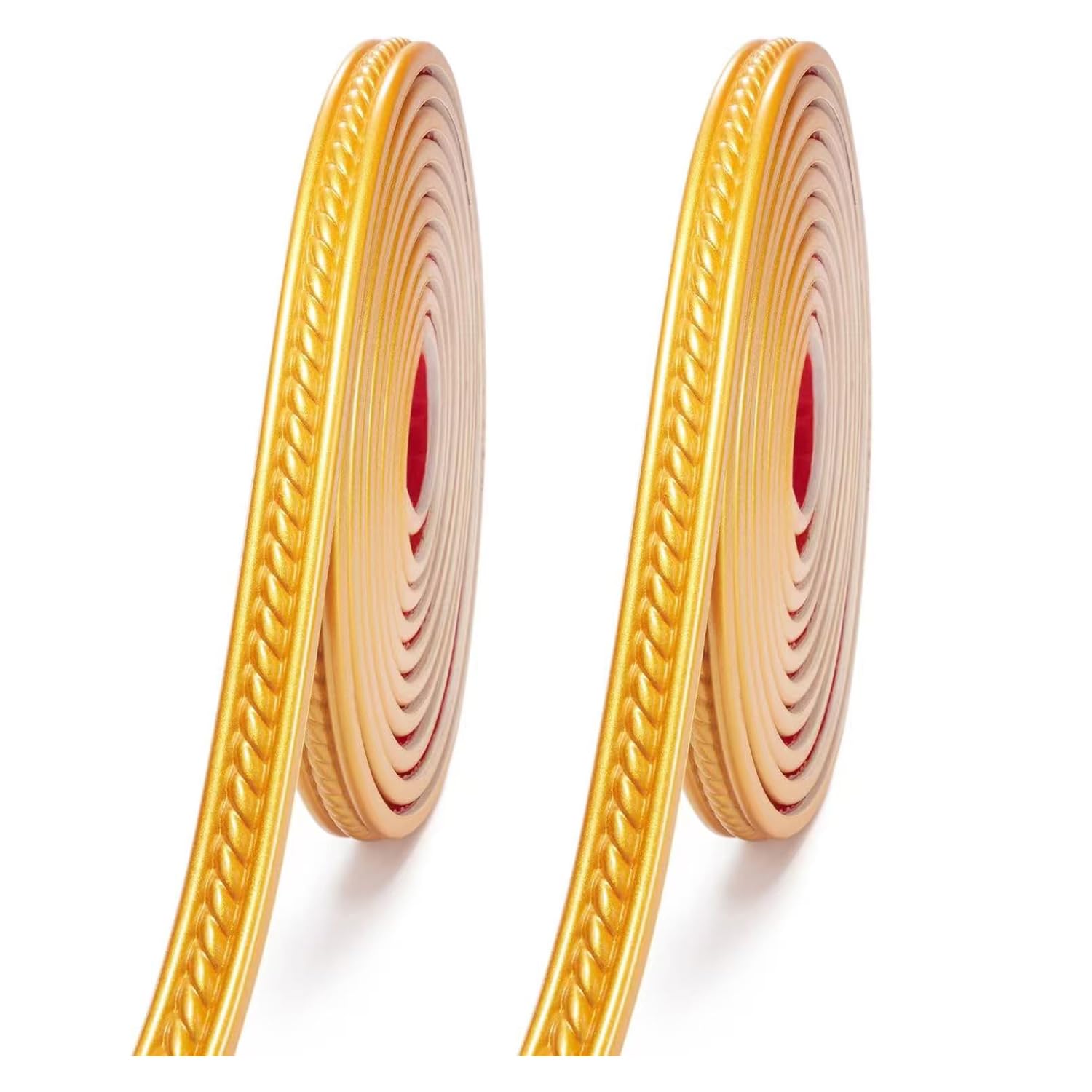 5M*2 Rolls Flexible Moulding Trim Wall Trim,Self Adhesive Peel and Stick Ceiling Molding,Cabinet Border, Mirror Picture Frame Trim,PVC Wall Background Decor 3D Crown Moulding Strip(2cm,Gold)