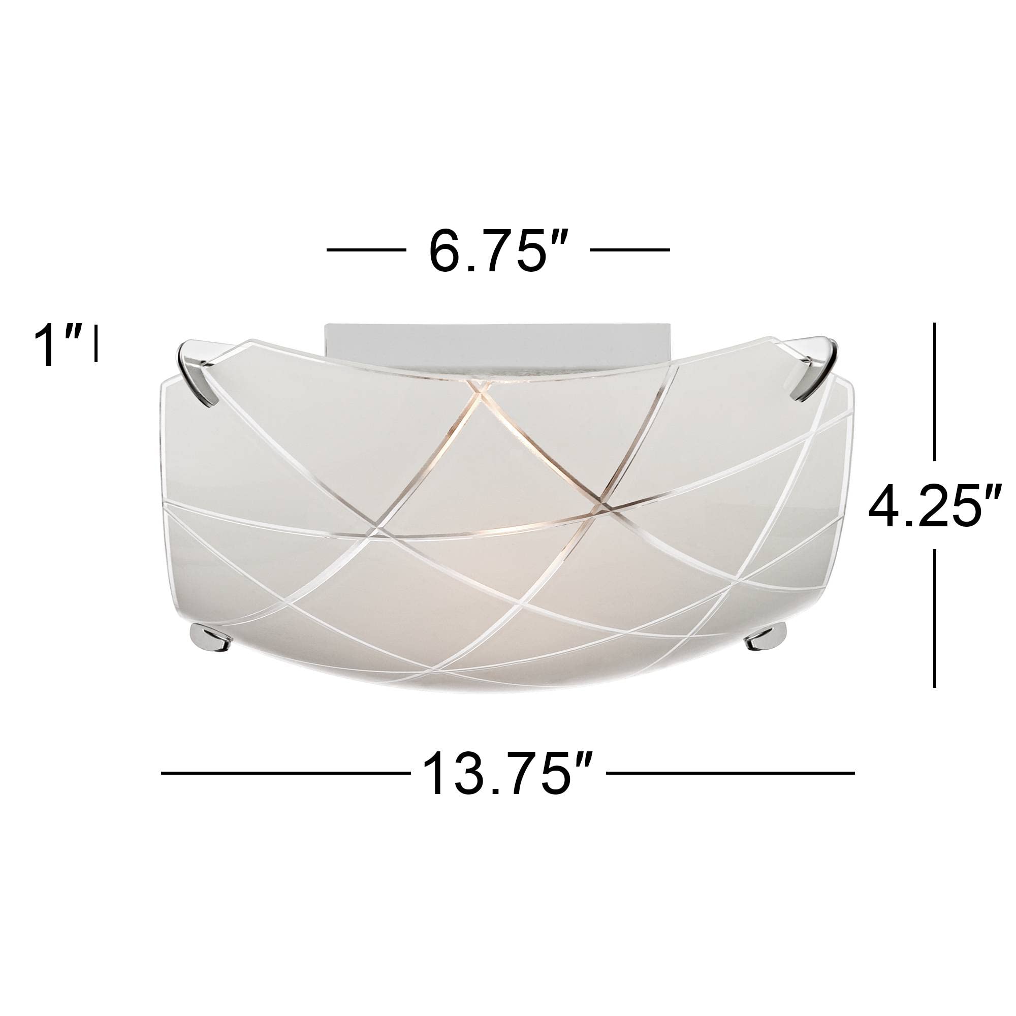Possini Euro Lattice Chrome Flush Mount Ceiling Light - 13 3/4 Inch Frosted Glass Fixture For Bedroom, Hallway, Kitchen