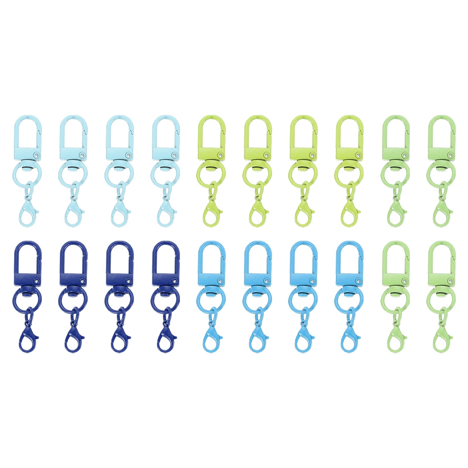 sourcing map 20Pcs Metal Lobster Claw Clasps, Double Lanyard Clips, Swivel Clasp Snap Hooks for Jewelry Making, Keychains, Bags, DIY Crafts Findings, Blue and Other 4 Colors