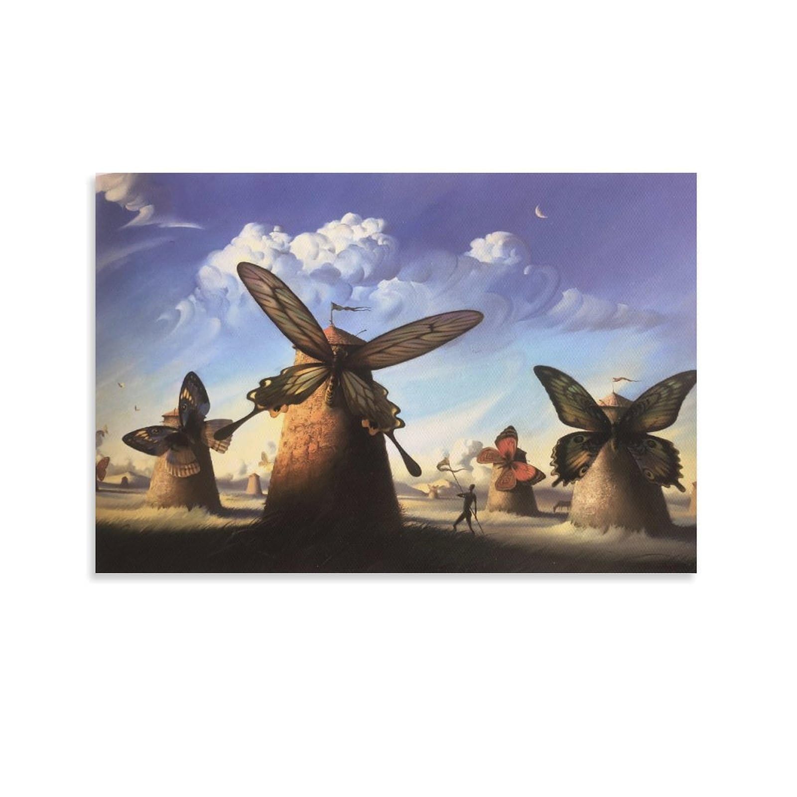 SXDMOUBK Windmill by Vladimir Kush Wall Art Poster Canvas Print Decorative Painting; Unframe; 20x30inch(50x75cm)