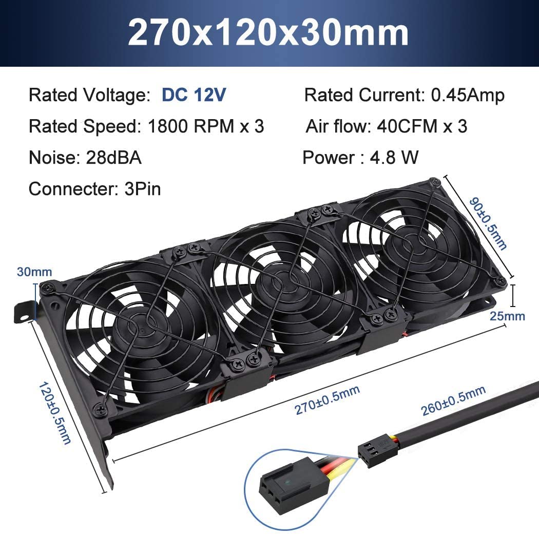 NOBRIM Ventilateur de serveur triple ventilateur 92 mm CPU ultra silencieux pour ordinateur de bureau PC carte graphique refroidisseur 9 cm