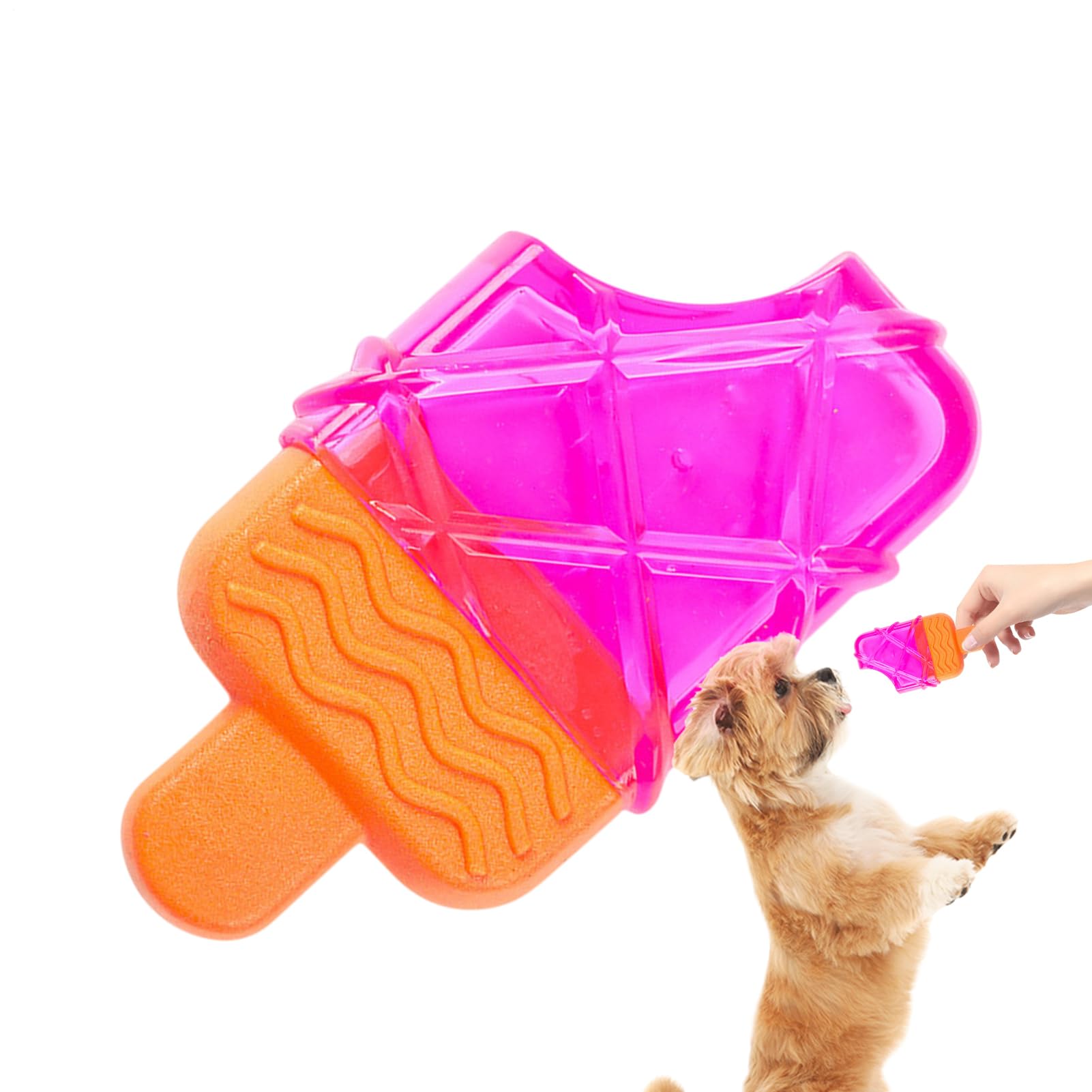 Tktouci Puppy Teething Toys | Ice Cream Shape Interactive Dog Toys,Cooling Fillable Water Design Interactive Silicone for Poodle Bulldog Senior Calming Mental Enrichment Puppies Indoor Outdoor