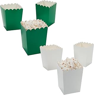 Mini Green & White Popcorn Box Assortment Kit 48 Pieces