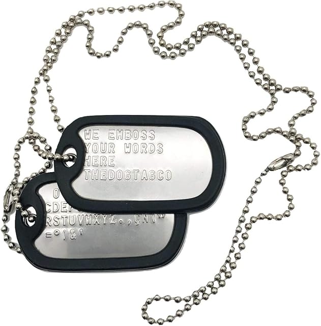 Military Dog Tags - Set of 2 Personalised Stainless Steel Nickel Plated Army Style Dog ID Tags with Ball Chains & silencers Read Description to See How to ADD Personalisation