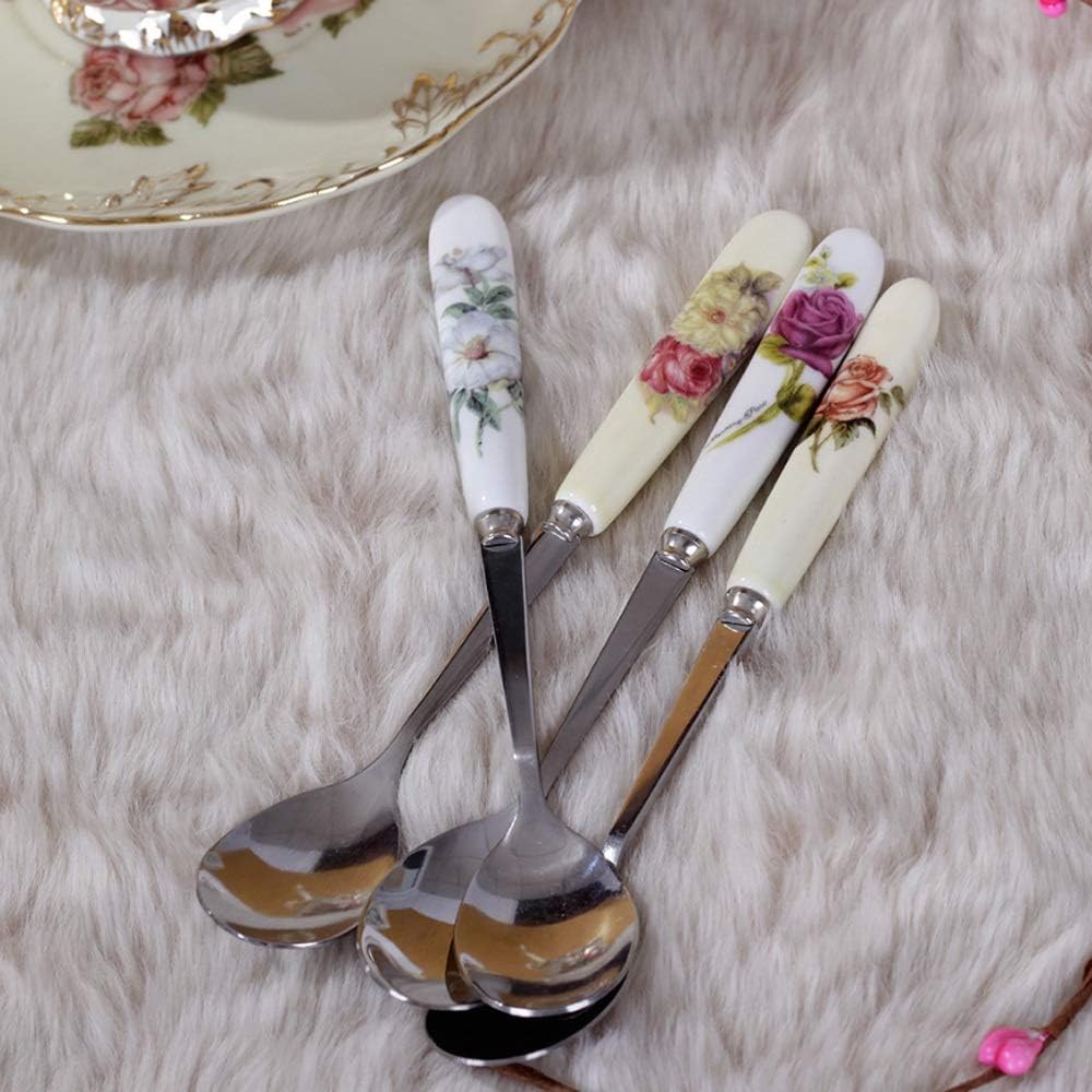 Ceramic Coffee Spoon Cup Small Handle Long Mixing