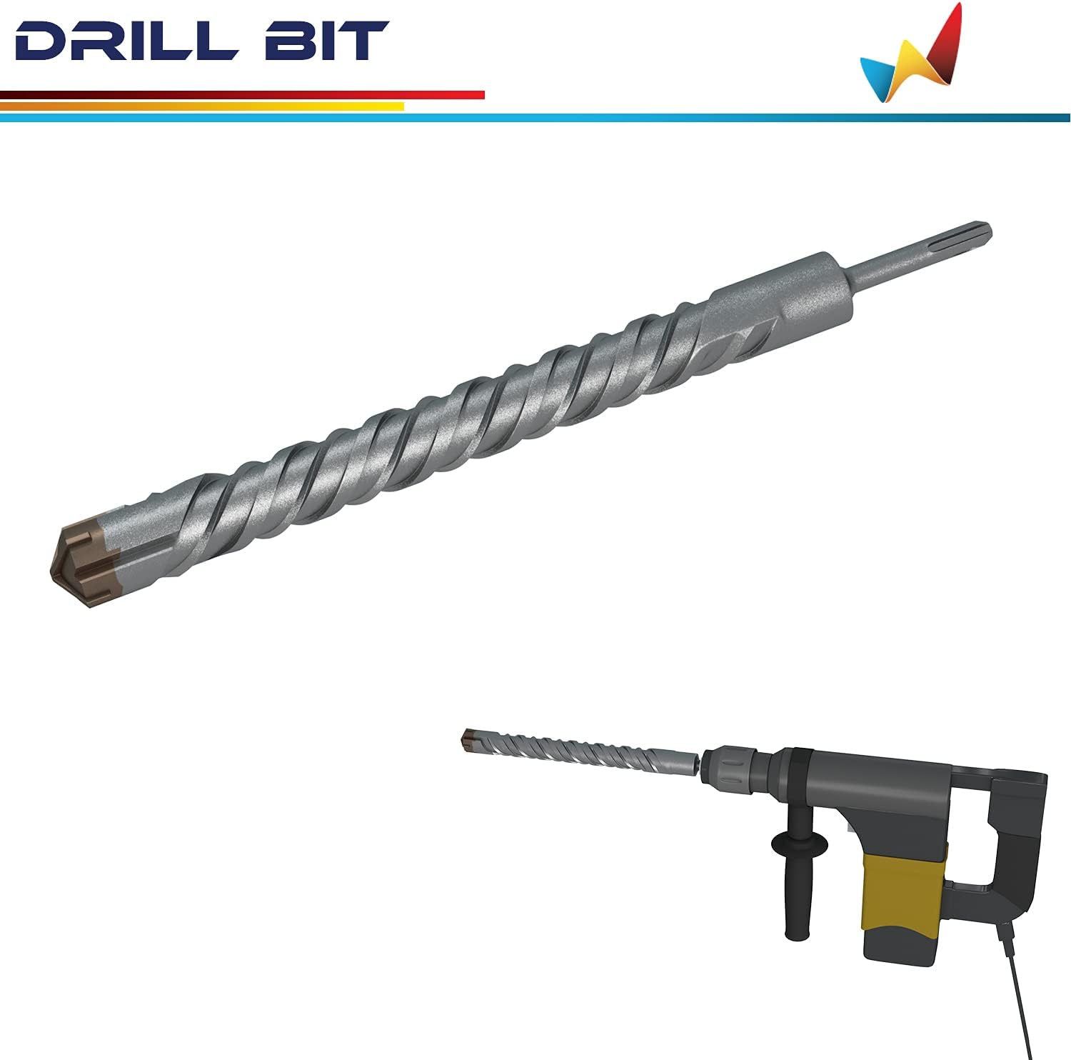Windscreen4less 1-1/4" SDS Plus Hammer Drill Bit for Concrete Cement Rotary Masonry Hammer