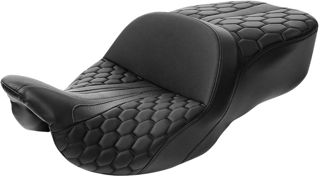 Two-Up One-Piece Rider Passenger Super Reach Seat Fit For Harley 2009-2023 Touring Road King Street Glide Road Glide Electra Glide Tri Glide Ultra Classic