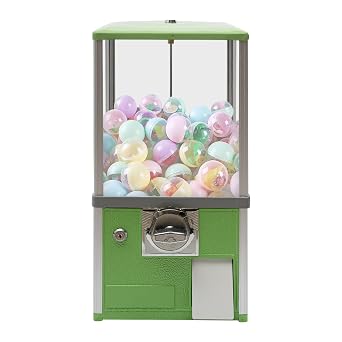 25-Cent Coin Operated Vending Machine, Commercial Big Capsule Toys Vending Machine with 800 Coins Bank Capacity for 1.77-1.97in Diameter of Capsule Toys, Rectangle Bubble Gum Machine Green
