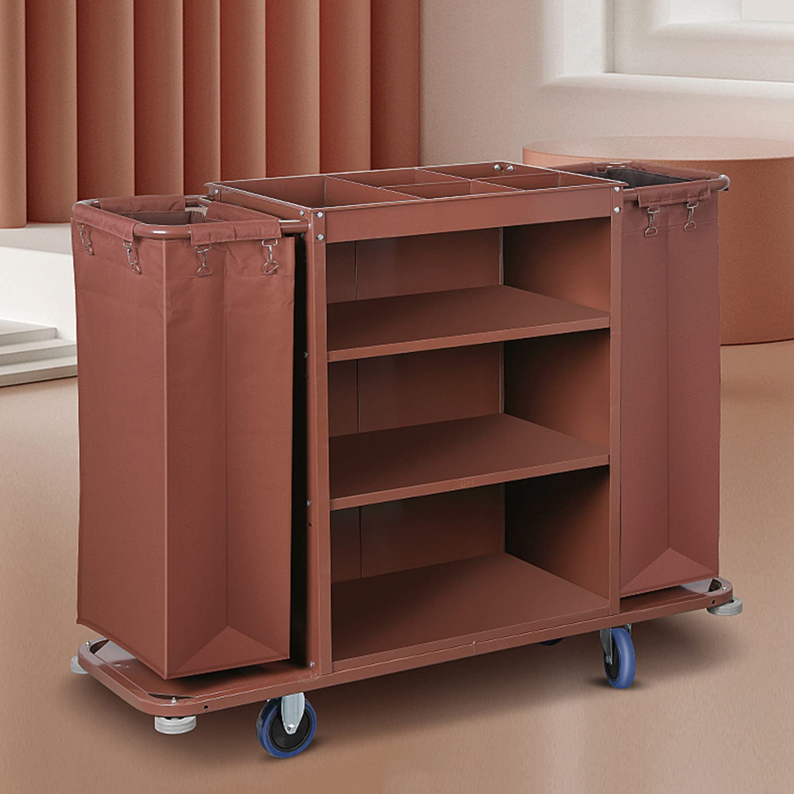 EXELNT Carrello della Biancheria Dell'Hotel, Carrello di Lavoro per La Pulizia del Carrello delle Pulizie Multifunzione, Carrello per Hotel in Acciaio Inossidabile per La Casa, Hotel