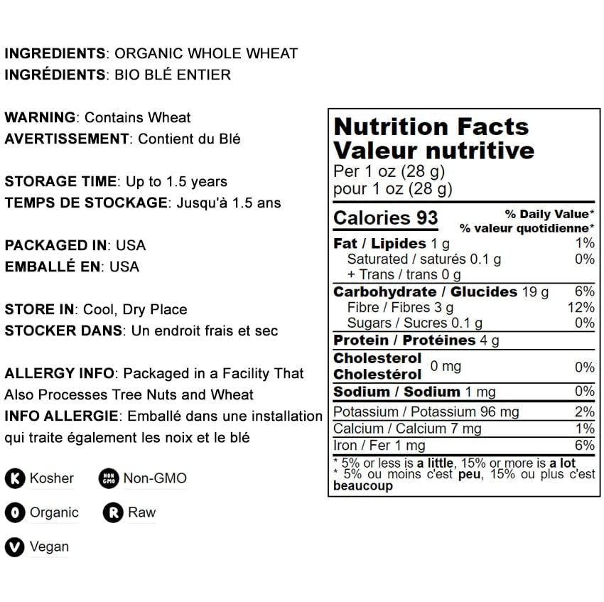 Miniatura 4 de Harina de pan de trigo entero orgánico, 2 libras  grano entero, piedra molida, sin blanquear, sin transgénicos, Kosher, sin bromated, crudo, vegano,
