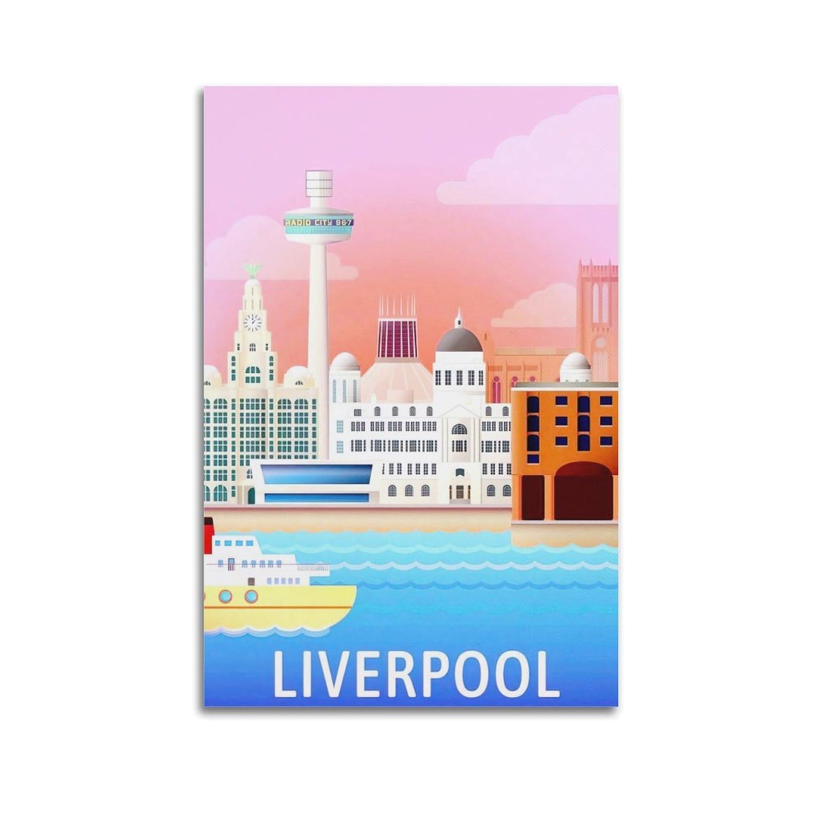 DLJGDS Vintage Travel Posters Liverpool, England Decorative Painting Canvas Wall Posters And Modern Family Bedroom Decor 20x30inch(50x75cm)