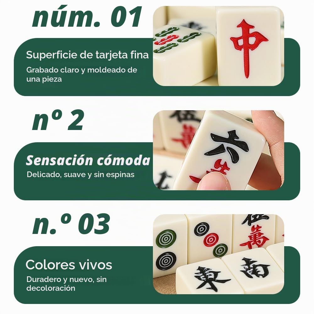 Mini Mahjong Set, Mini Juego de Majong Chino con 144 Piezas Majong, Mahjong portátil Tradicional, Juego deMahjong Chino para Viaje Familiar Game
