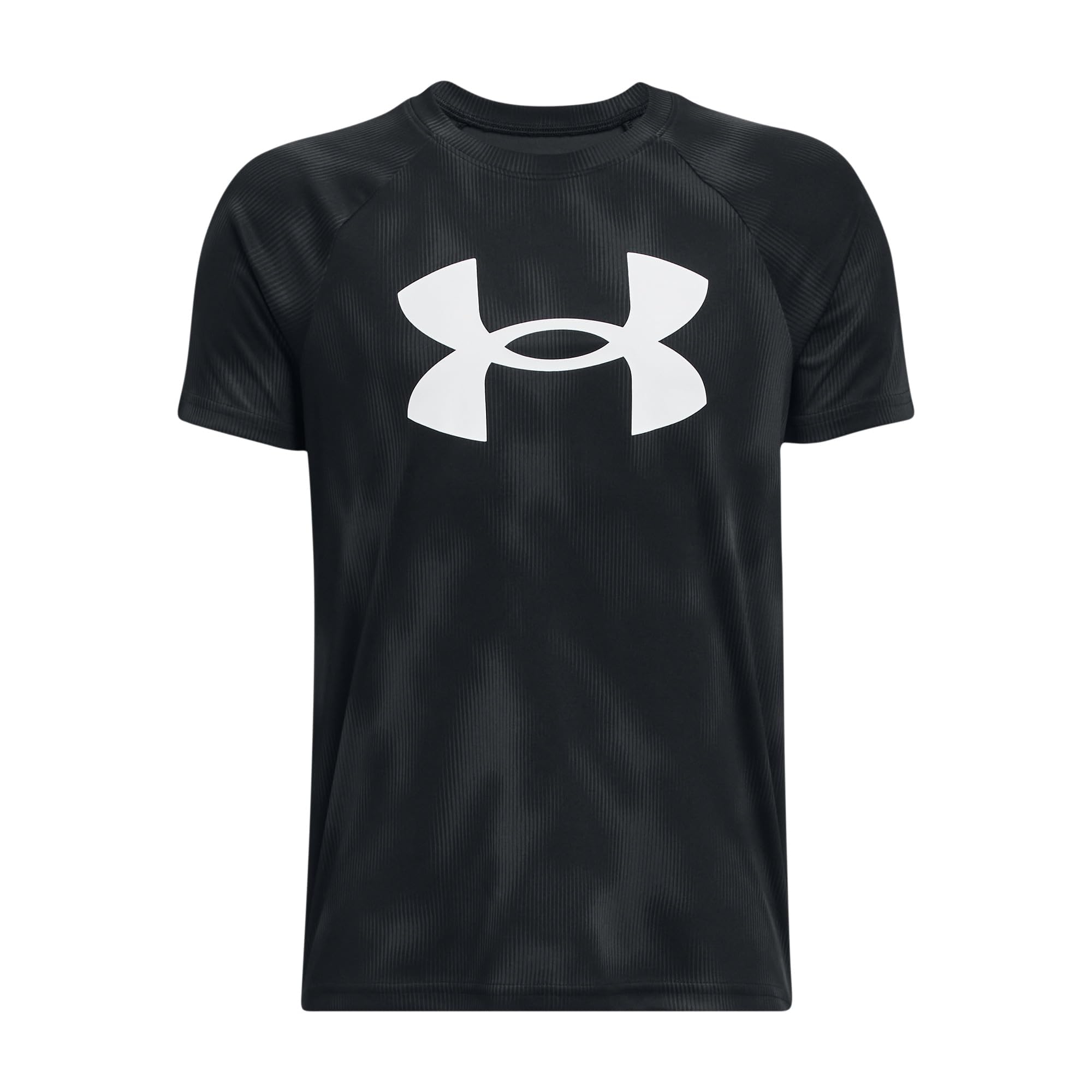 Under Armour Boys' Standard Tech Big Logo Printed Short-Sleeve T-Shirt, (008) Black / / White, Medium