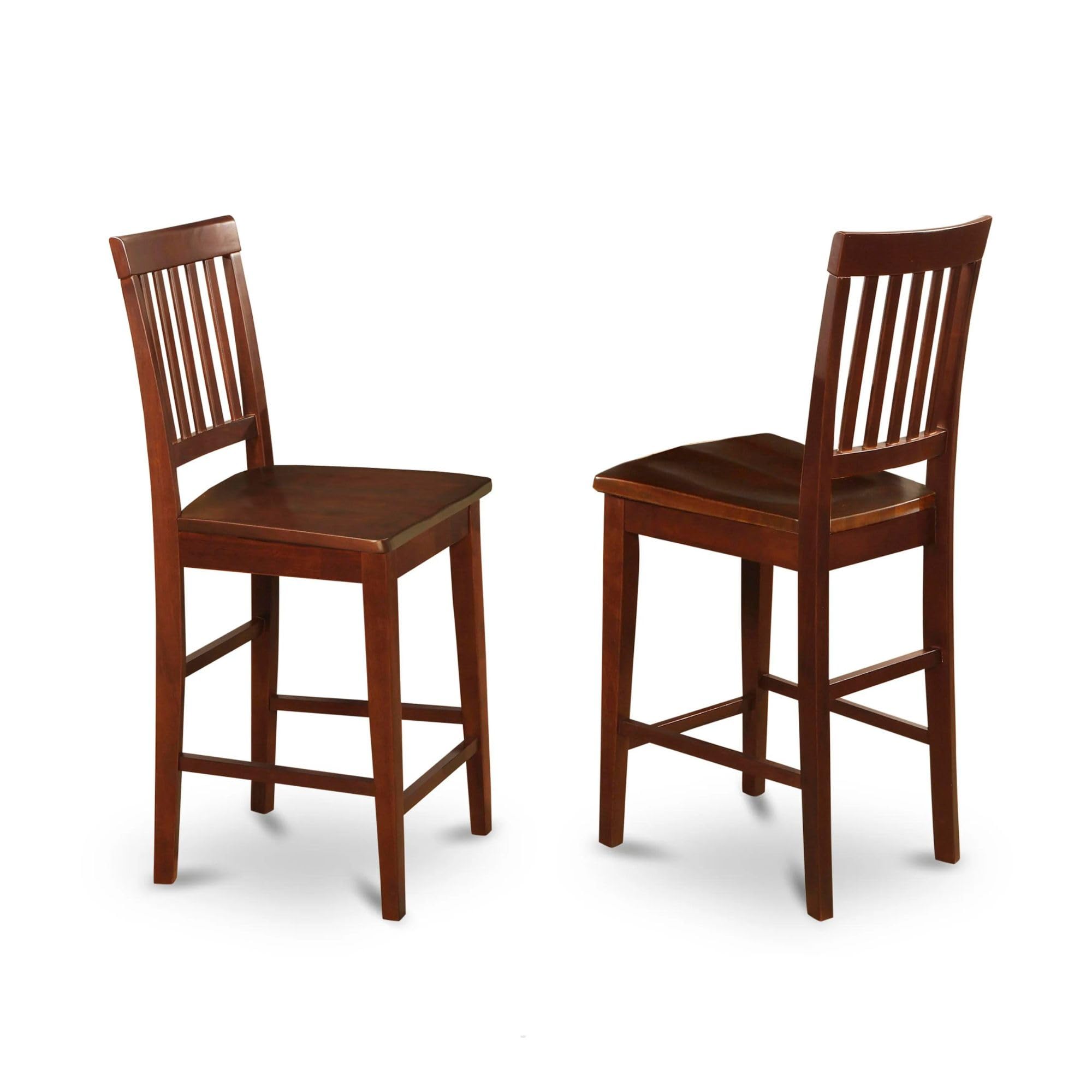 East West Furniture VNS-MAH-W Vernon Modern Counter Stool - Pub Height Wooden Chairs, Set of 2, Mahogany