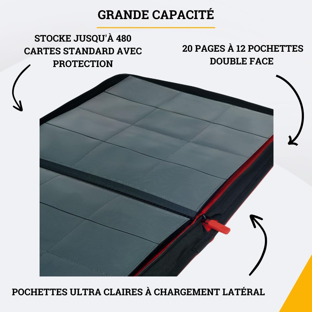 Card Guardian - Premium Classeur avec Fermeture éclaire – Album Classeur pour Cartes à Collectionner, Jeux de Cartes, Trading Card – 12 Poches – 480 Poches pour TCG (Rouge)