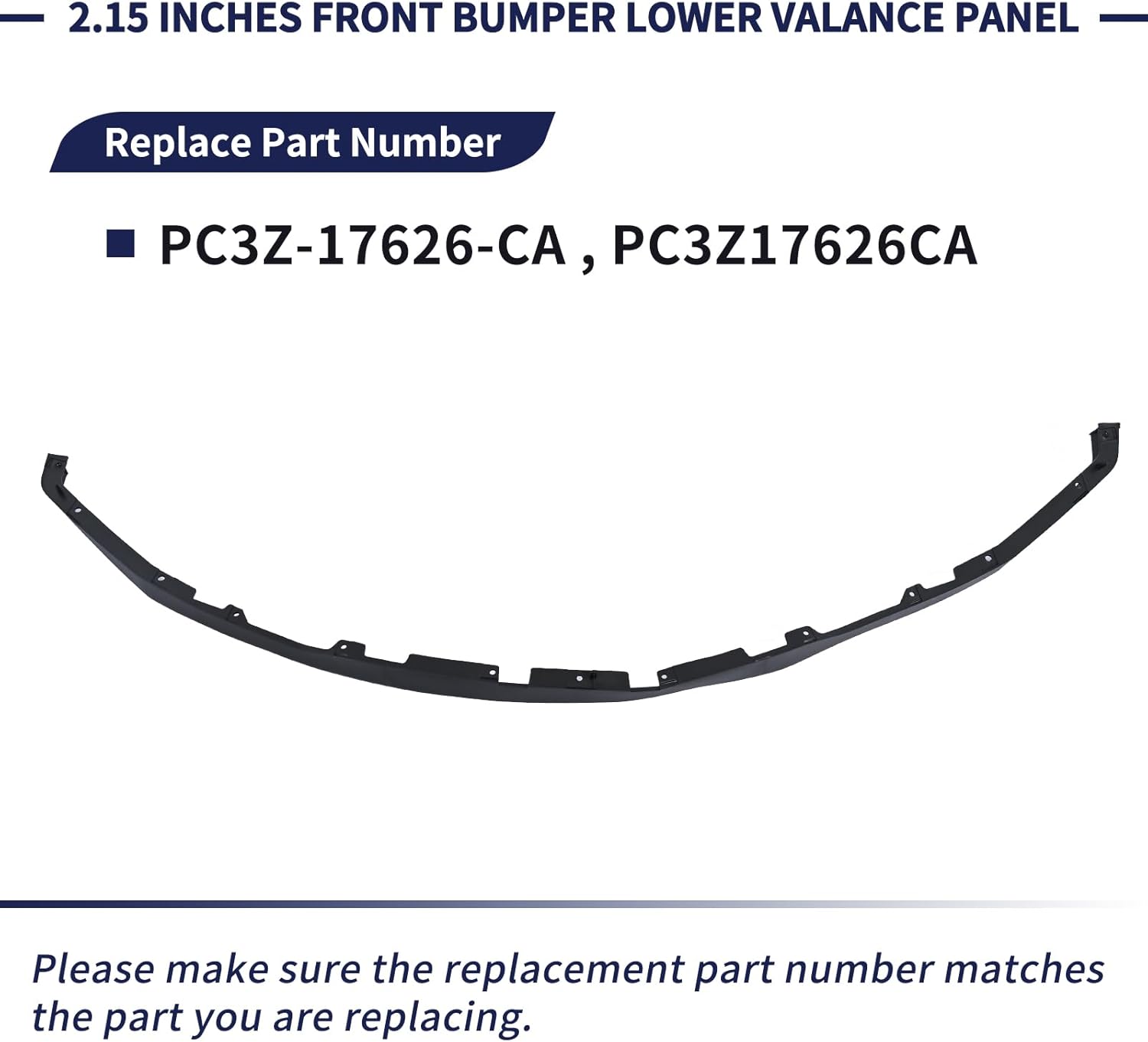 2.15 inches Front Bumper Lower Valance Panel PC3Z-17626-CA PC3Z17626CA Compatible with Ford F-250 F-350 Super Duty Tremor Models 2023 2024 2025 Front Valance Deflector Air Dam
