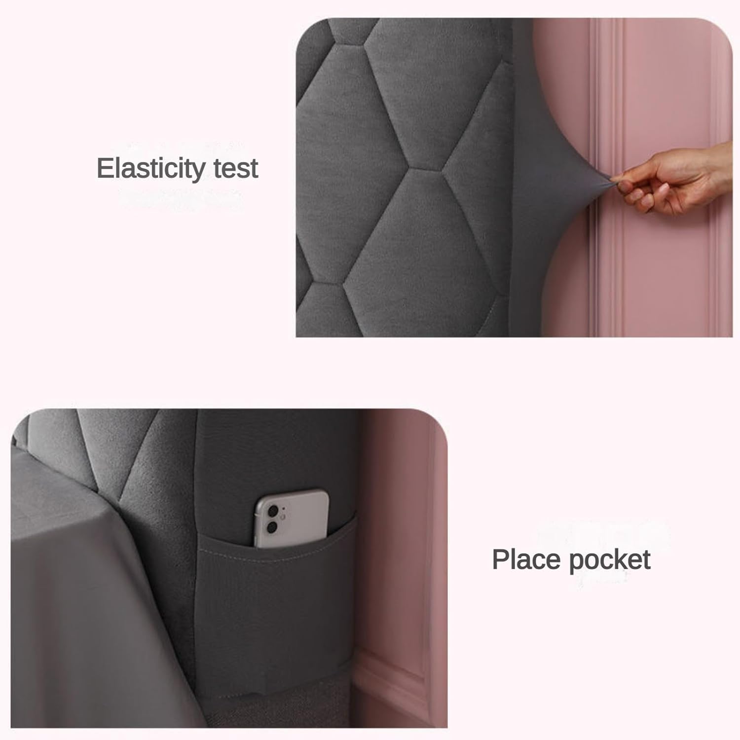 CAMZ Velvet Bed Headboard Cover for Queen Twin Full King Size, Quilted Bed Headboard Slipcover Thicken Dustproof Headboard Padding Protector Cover (Camel,Twin:100cm(39"))