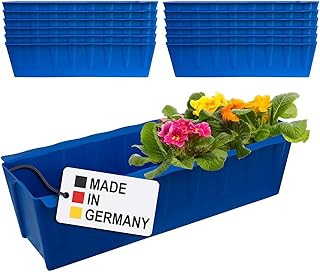Hossi's Wholesale 12 europalés para macetas, 37,3 cm, color azul, jardinera para palé europeo, jardinera para balcón, maceta, de plástico estable, fabricado en Alemania
